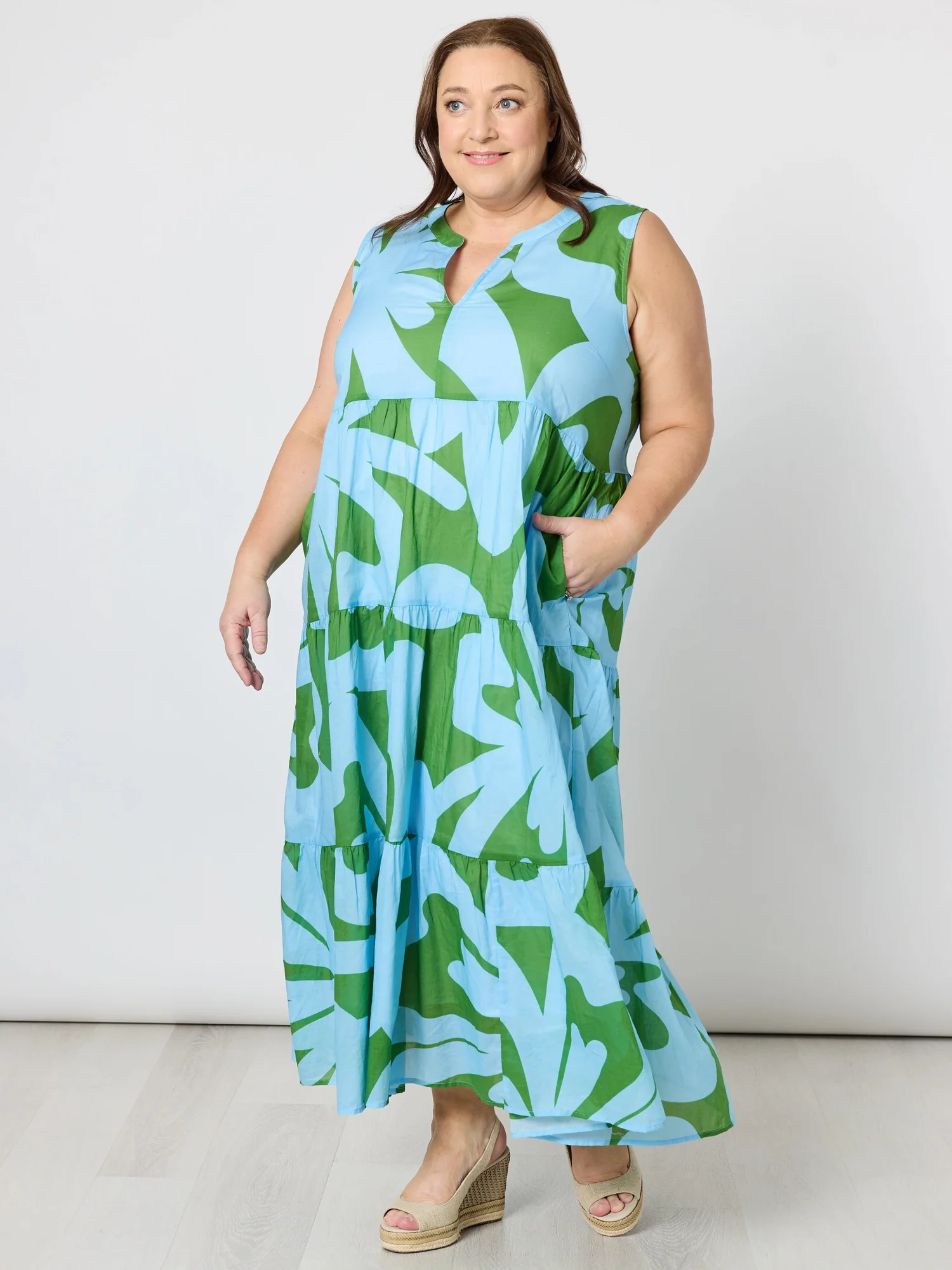 Sienna Print Dress - Blue Green