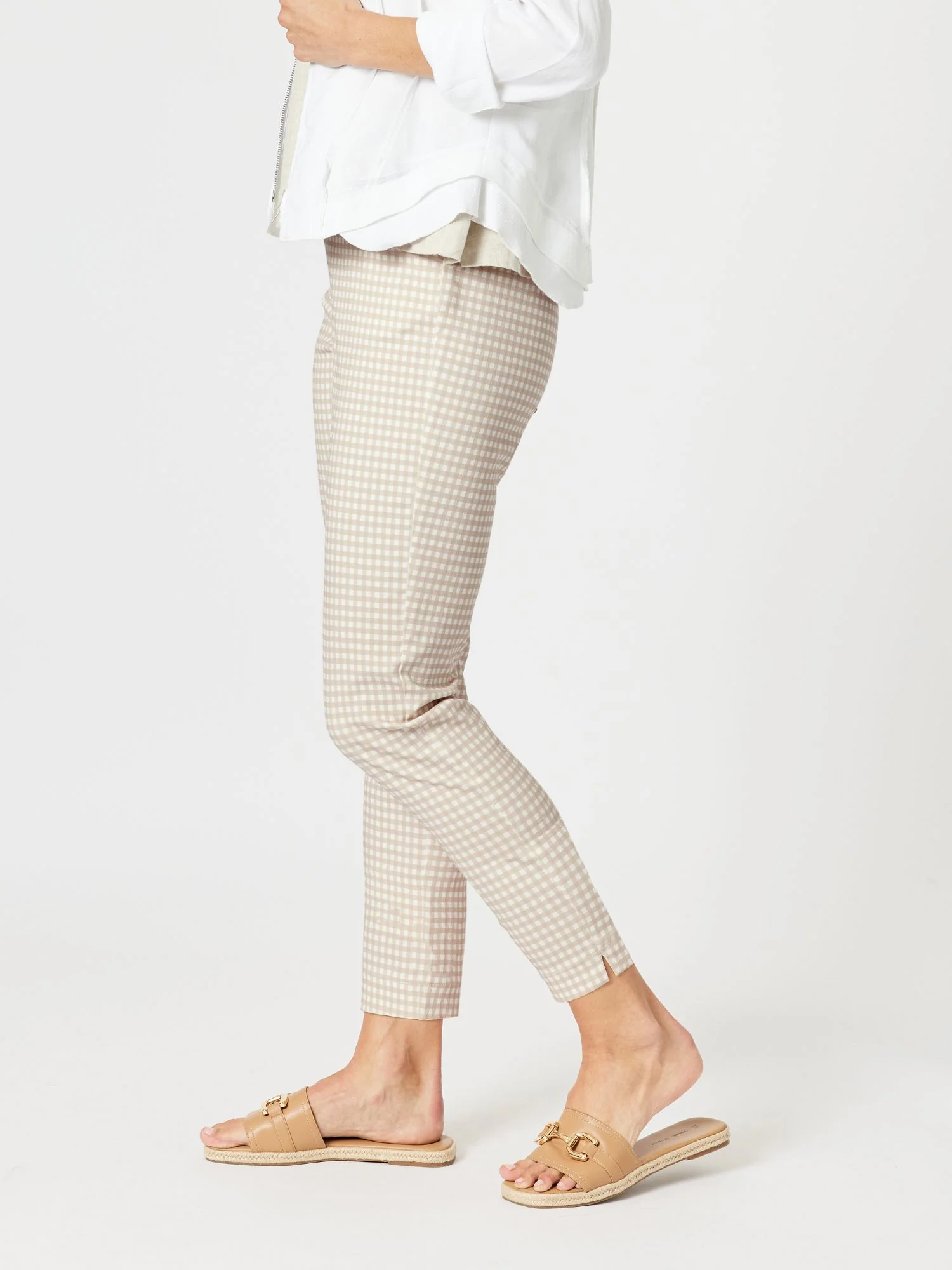 Alexis Gingham Print Pant - Natural