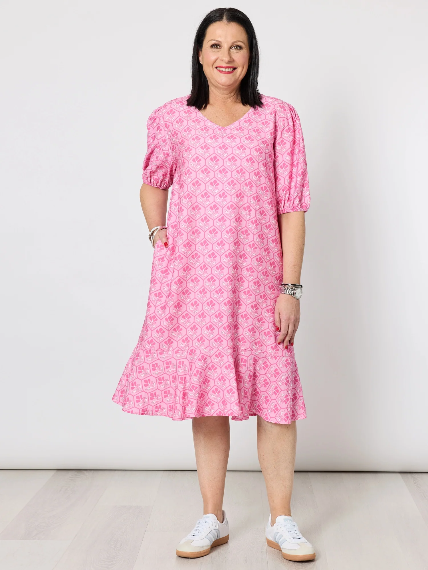 Floral Art Print Dress - Pink