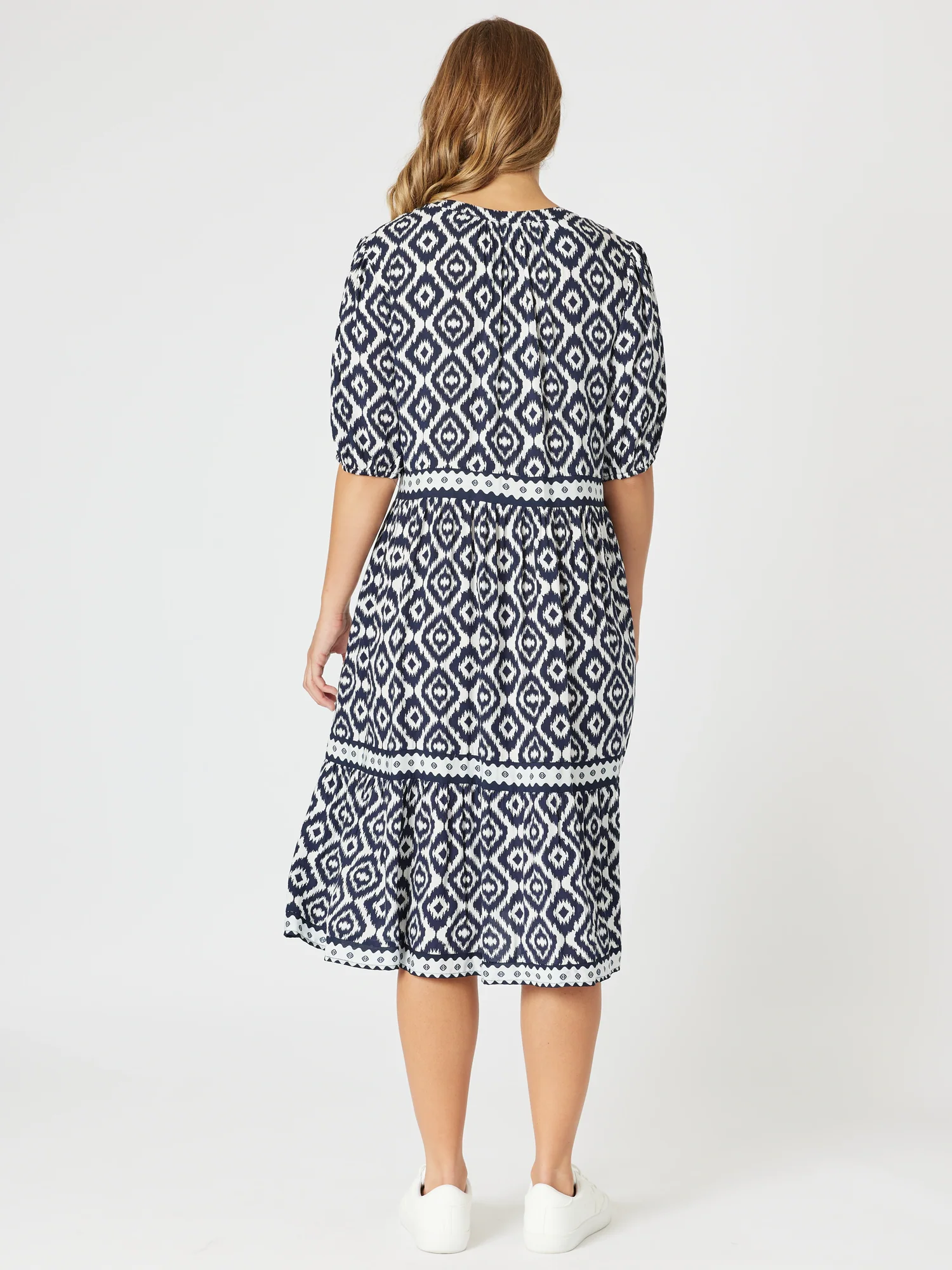 Diamonds are Forever Print Tier Dress - Navy/White