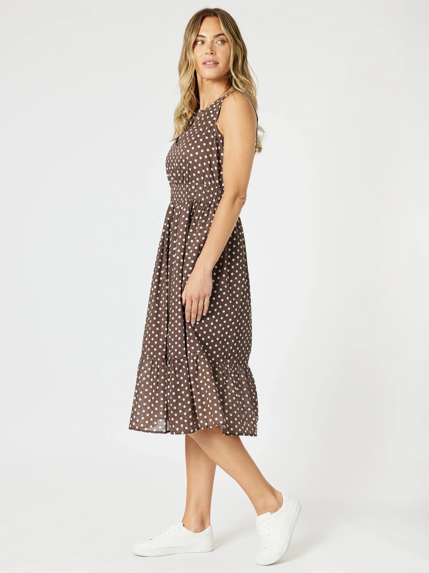 Get Spotty Print Dress - Koko White