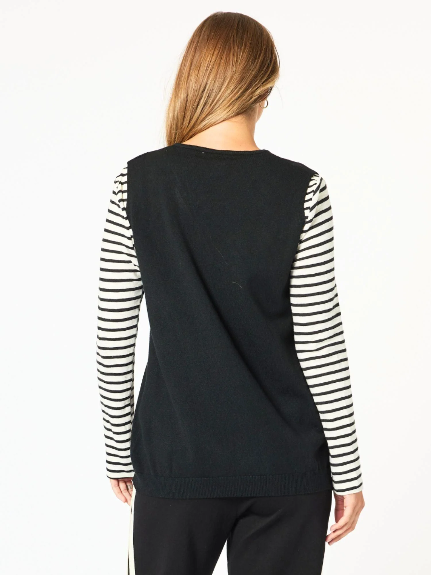 Vicky Side Split Knit Vest - Black