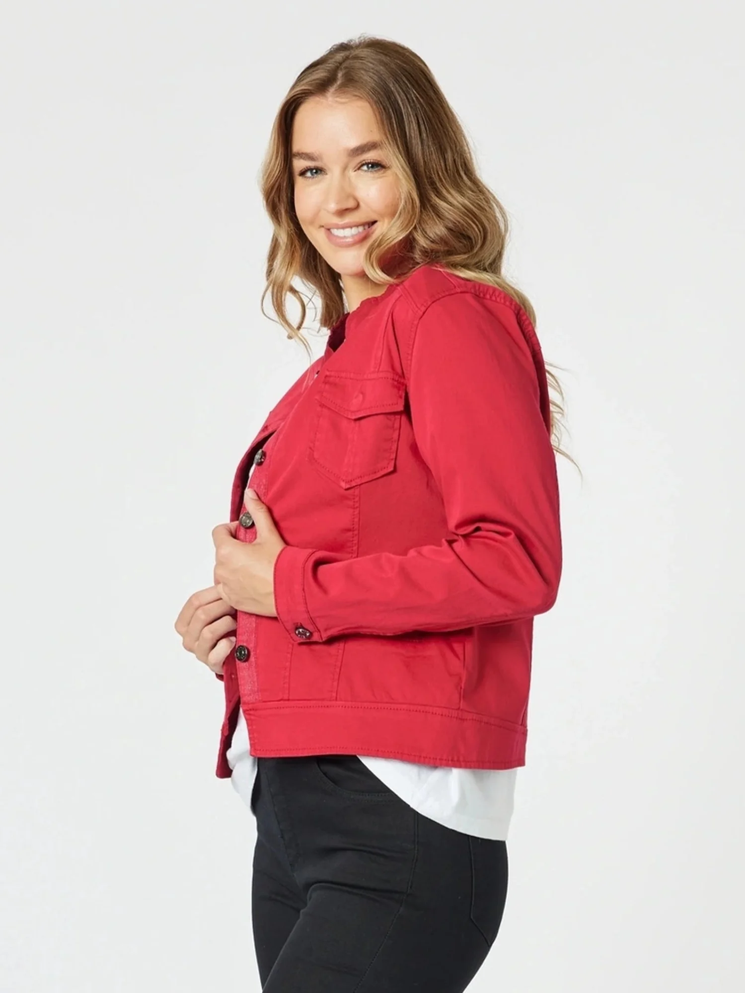 Maggie Denim Jacket - Red