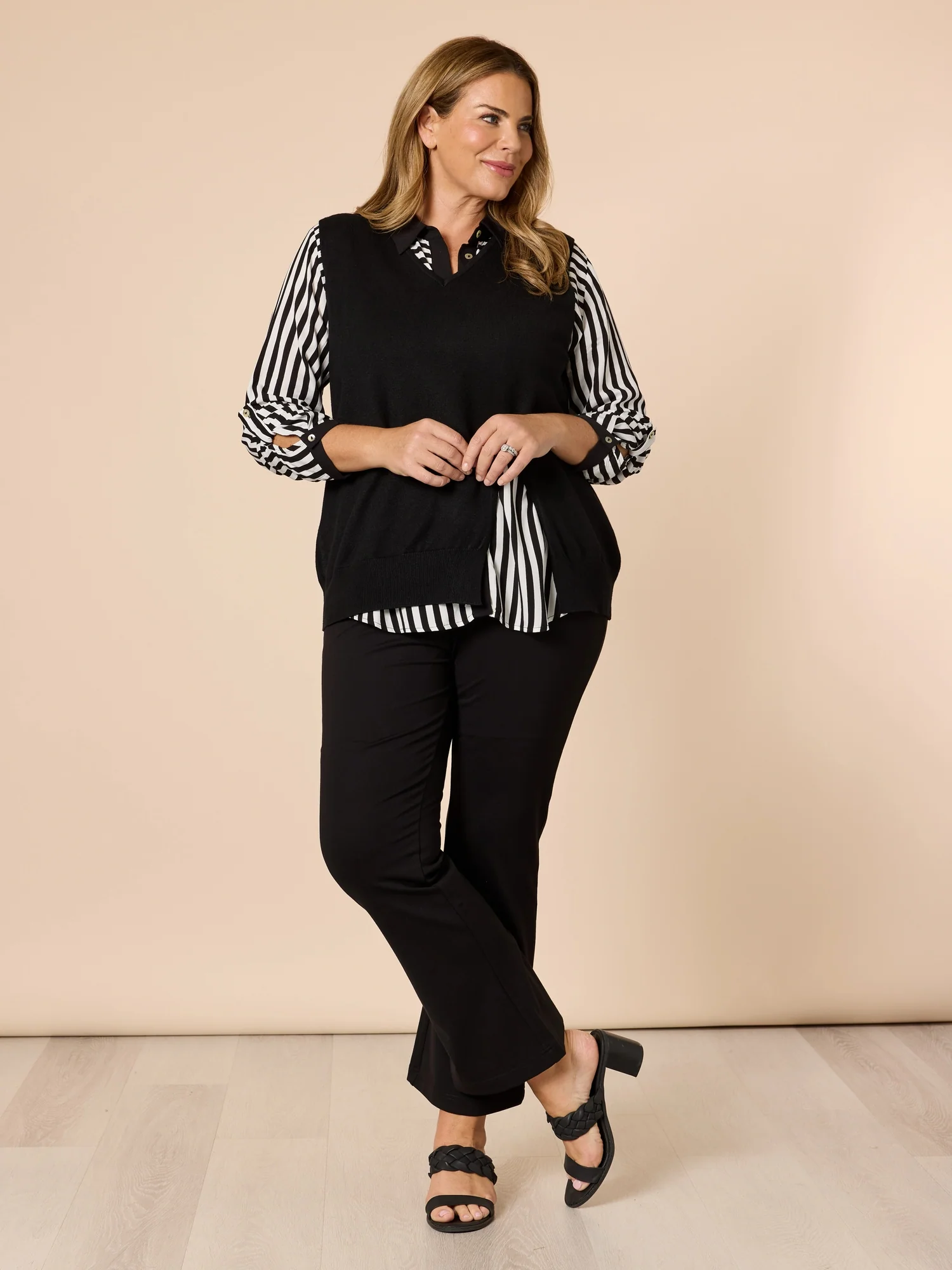 Vicky Side Split Knit Vest - Black