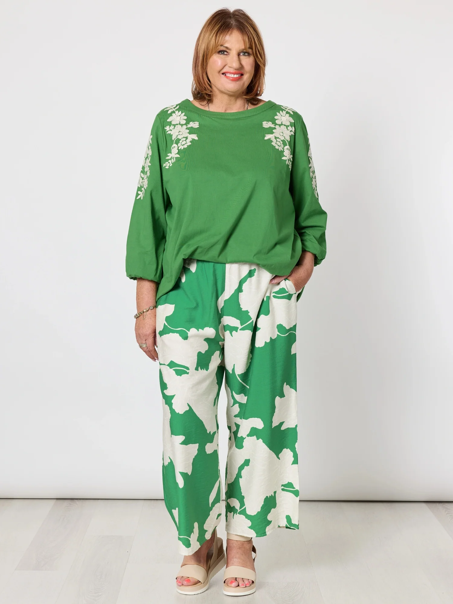 Jill Floral Embroidered Tee - Elm Multi