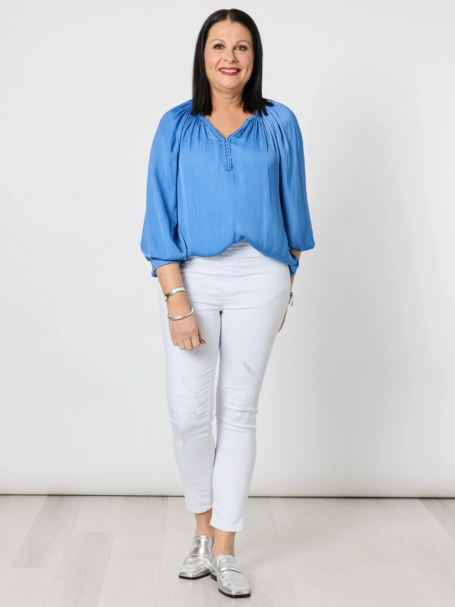 Lux Plait Top - Pacific Blue