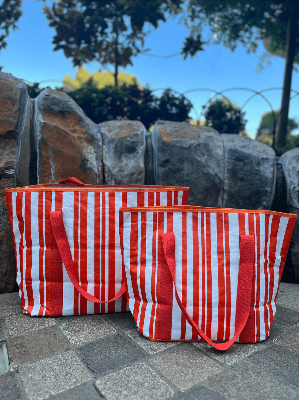 Sabbia Beach Bag Large - Orange Stripe