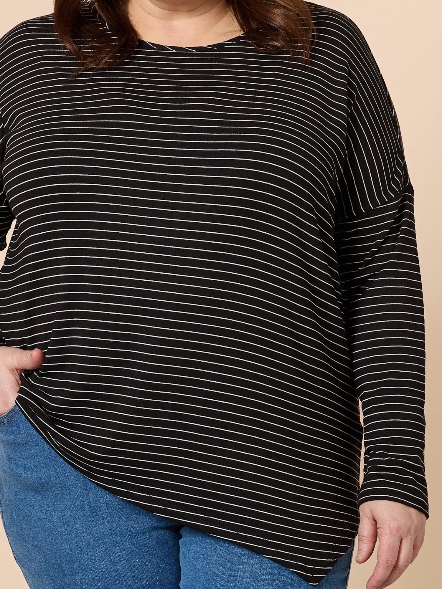 Artist Stripe Print Long Sleeve Top - Black/White