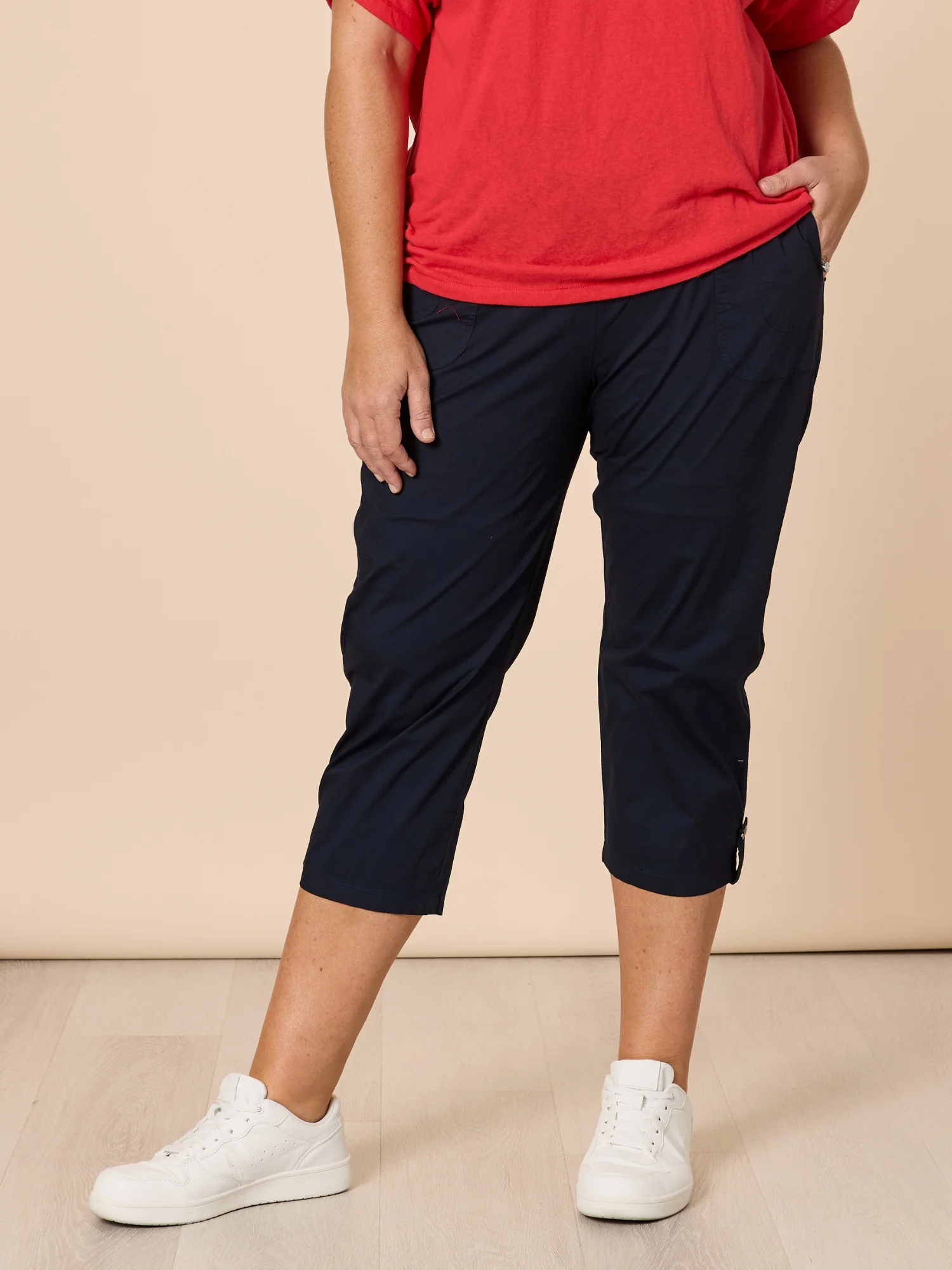 Santorini Cropped Cotton Pant - Navy