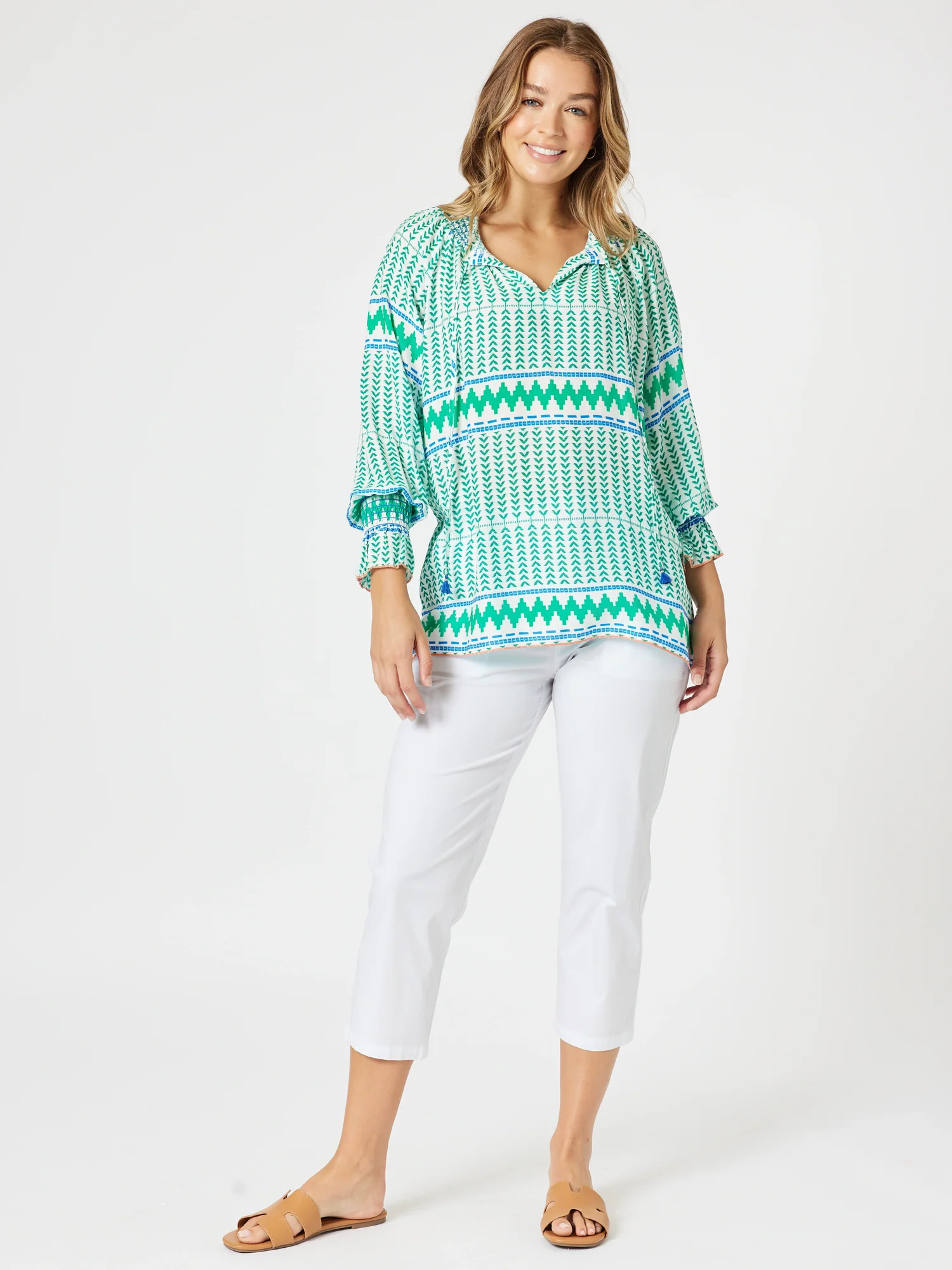 Geo Print Top - Elm Multi