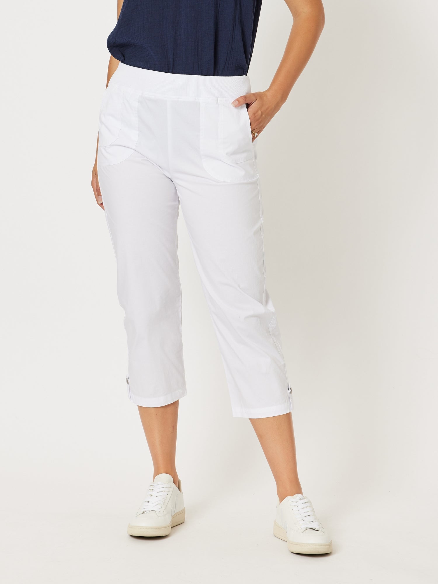 Santorini Cropped Cotton Pant - White
