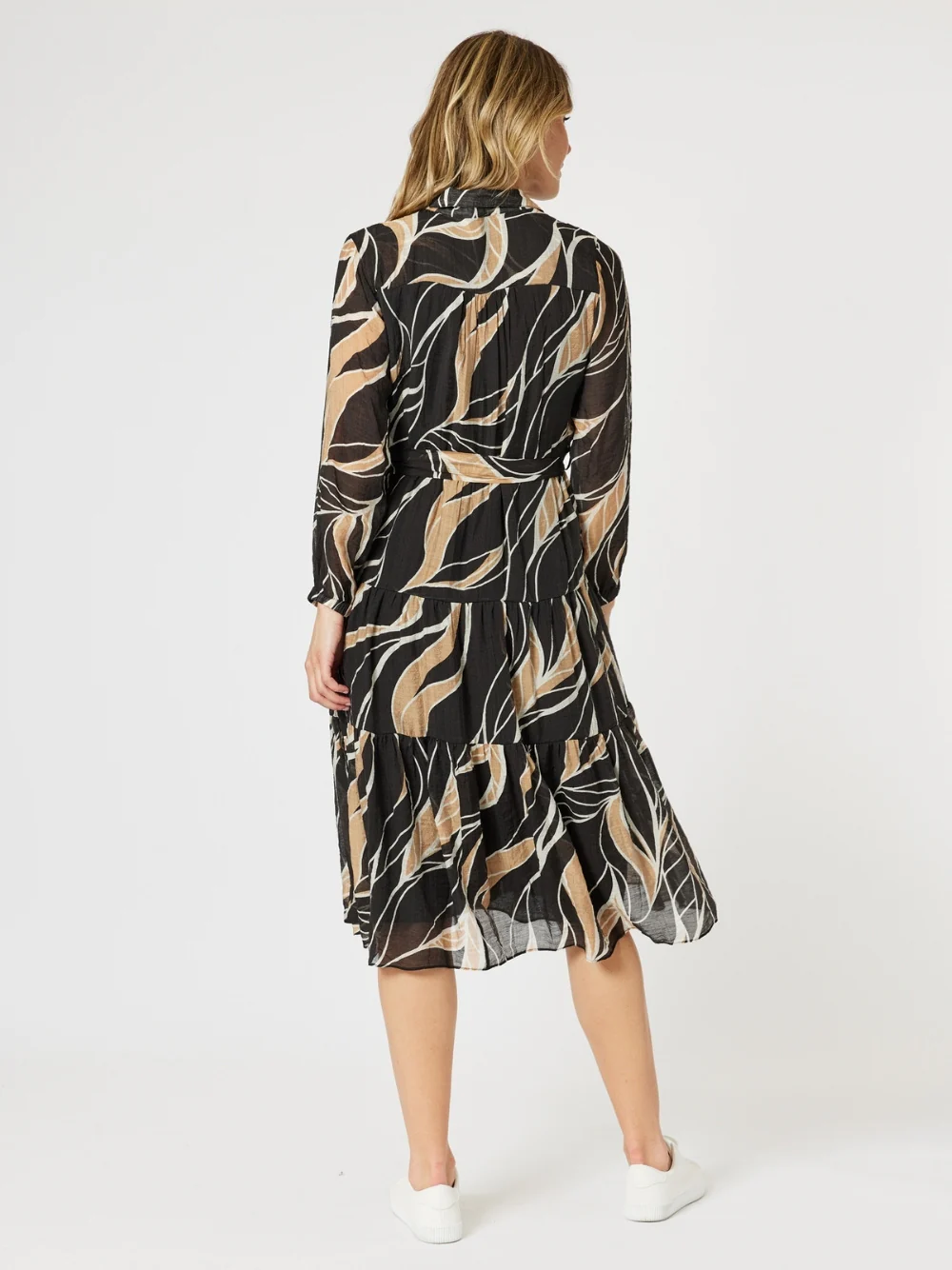 Wellington Print Button Dress - Caramel