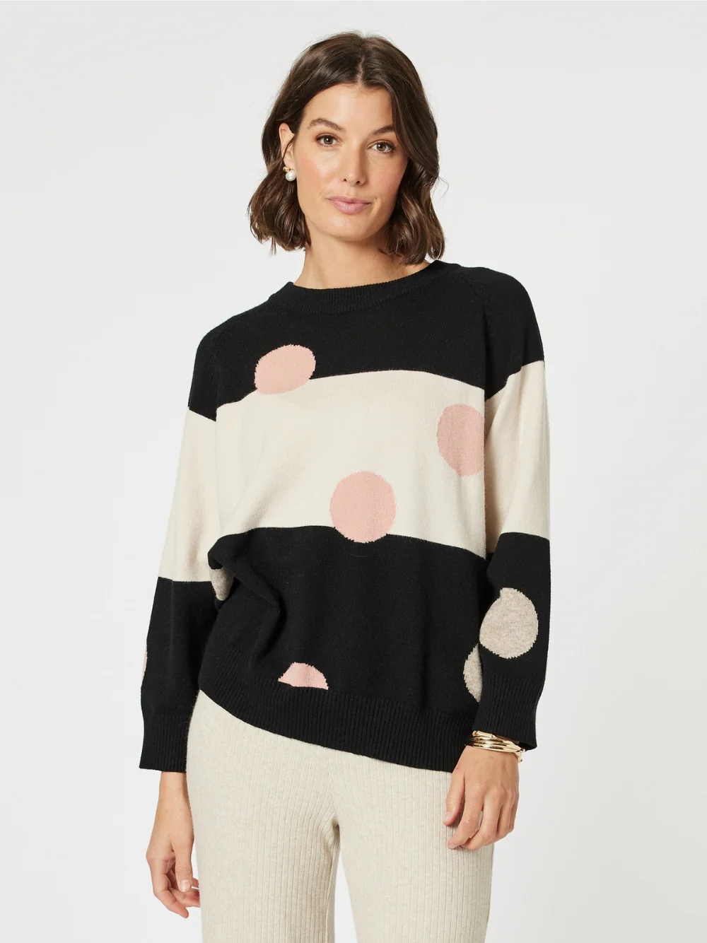 Moonlight Spot Print Knit - Black/Natural