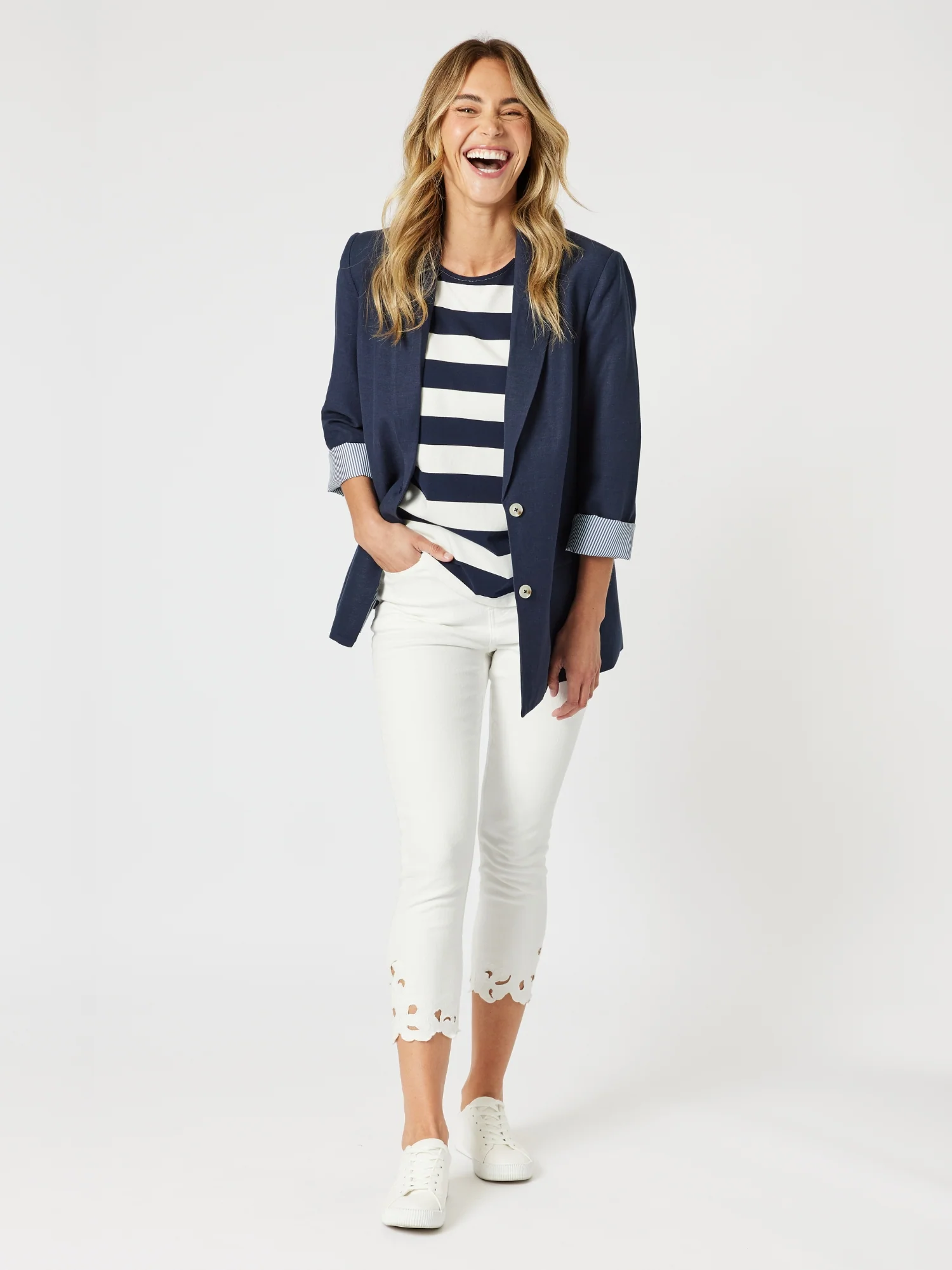 Isla Embroidered Straight Leg Jean - White