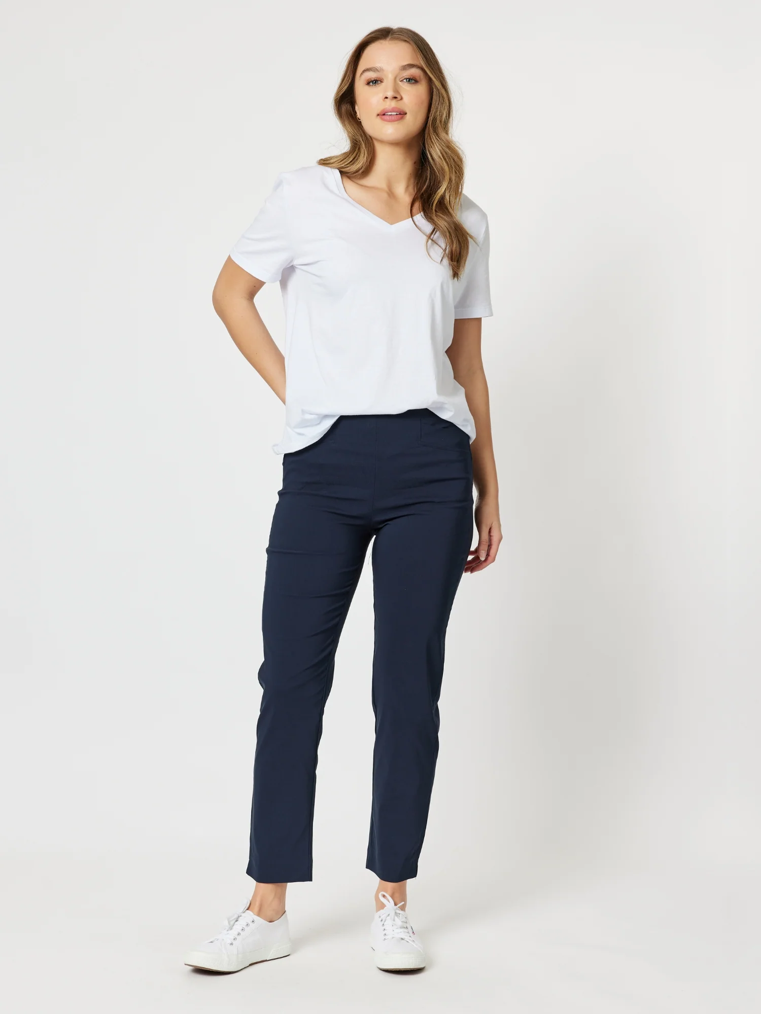 Stretch Full Length Bengaline Pant - Navy