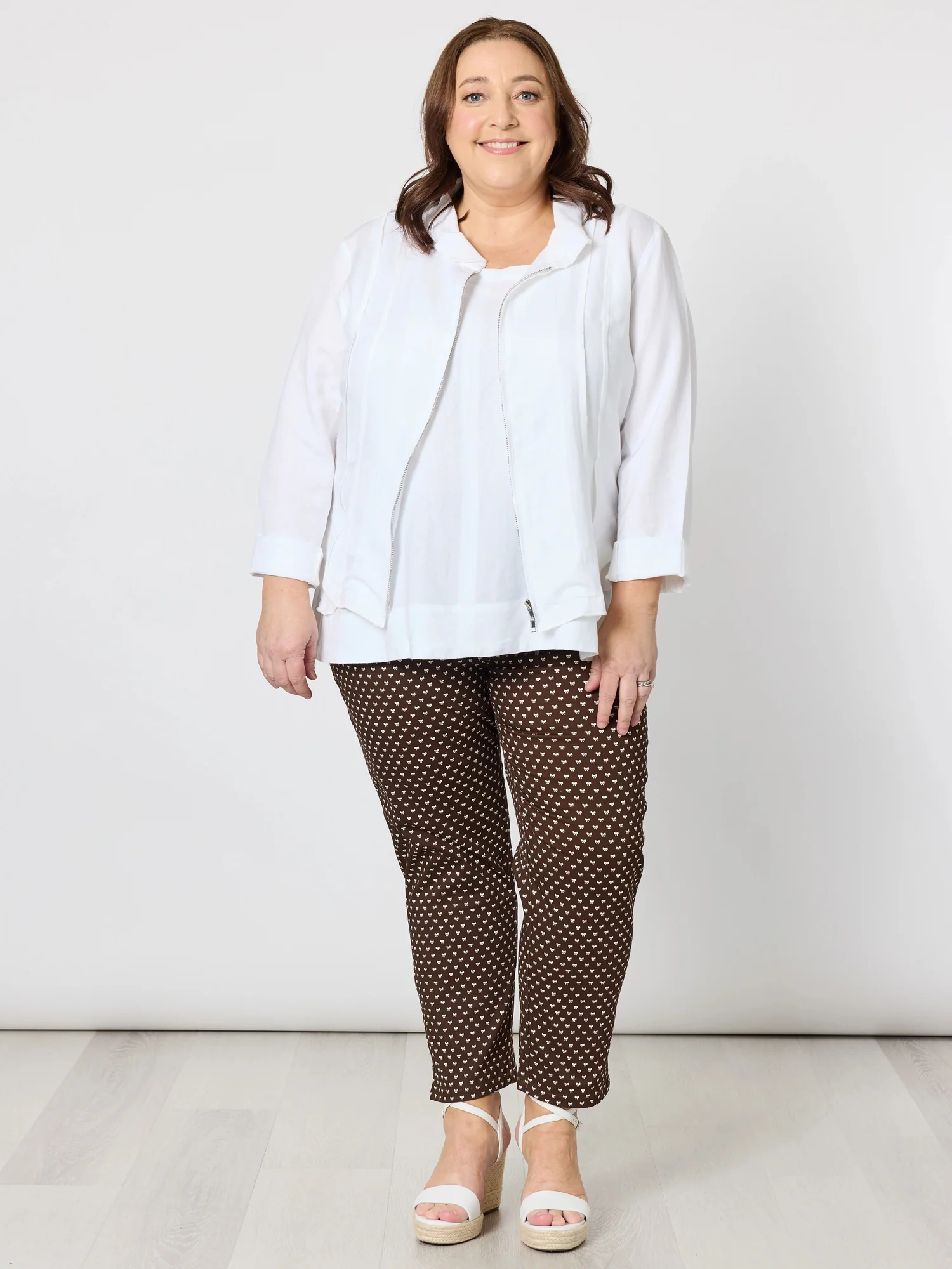 Small Bow Print Pant - Koko White