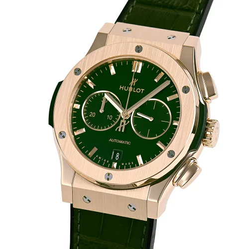Hublot Classic Fusion Men Automatic Green Alligator Watch 521.OX.8980.LR