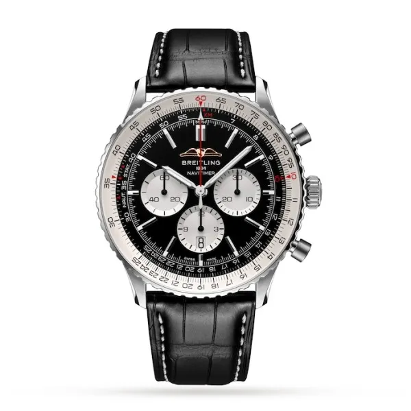Breitling Navitimer Men Automatic Black Alligator Watch AB0137211B1P1