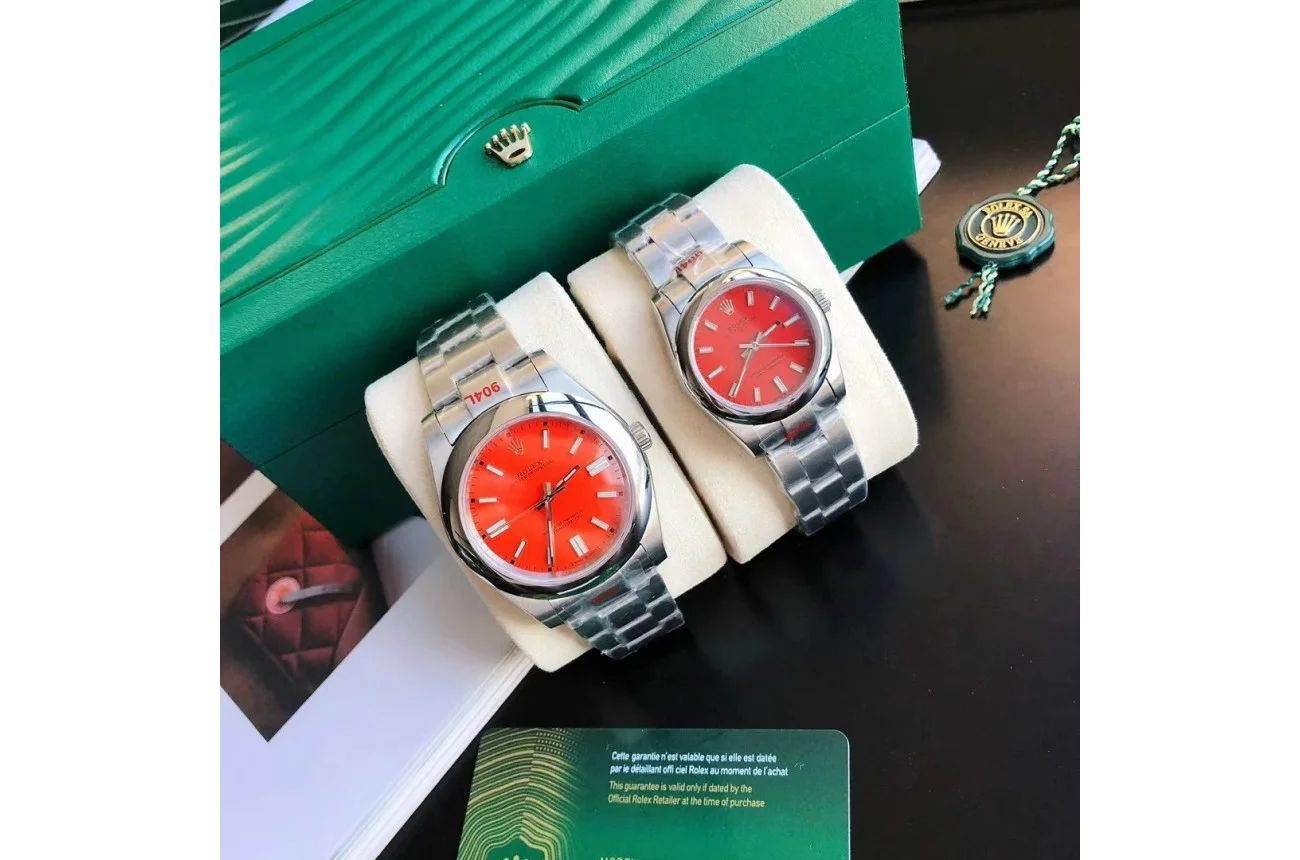 Couple Watches Rolex Oyster Perpetual 31/41mm SS/SS Red/Stk